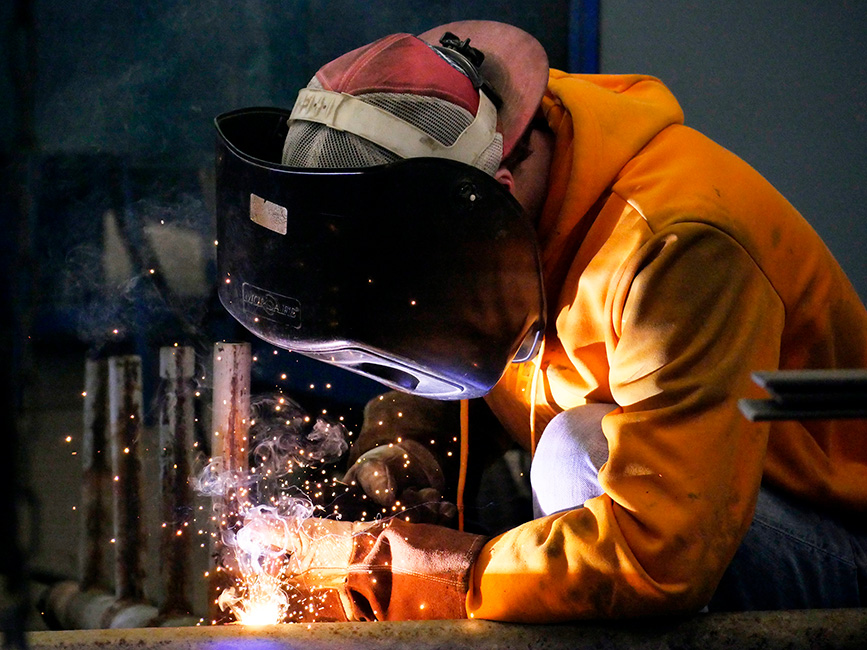 Student welder at MSU Northern