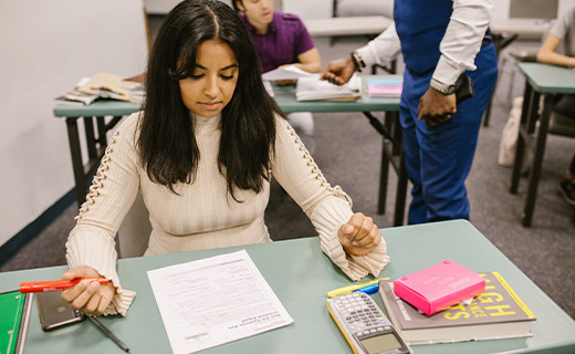 11th grade student in class
