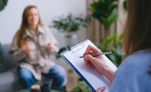 Guidance counselor helping student